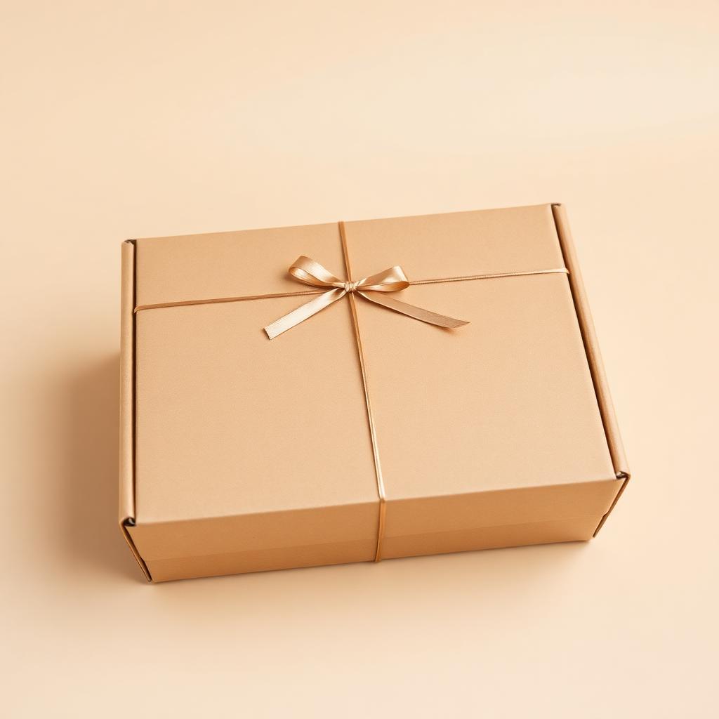 Plain discreet shipping box with ribbon
