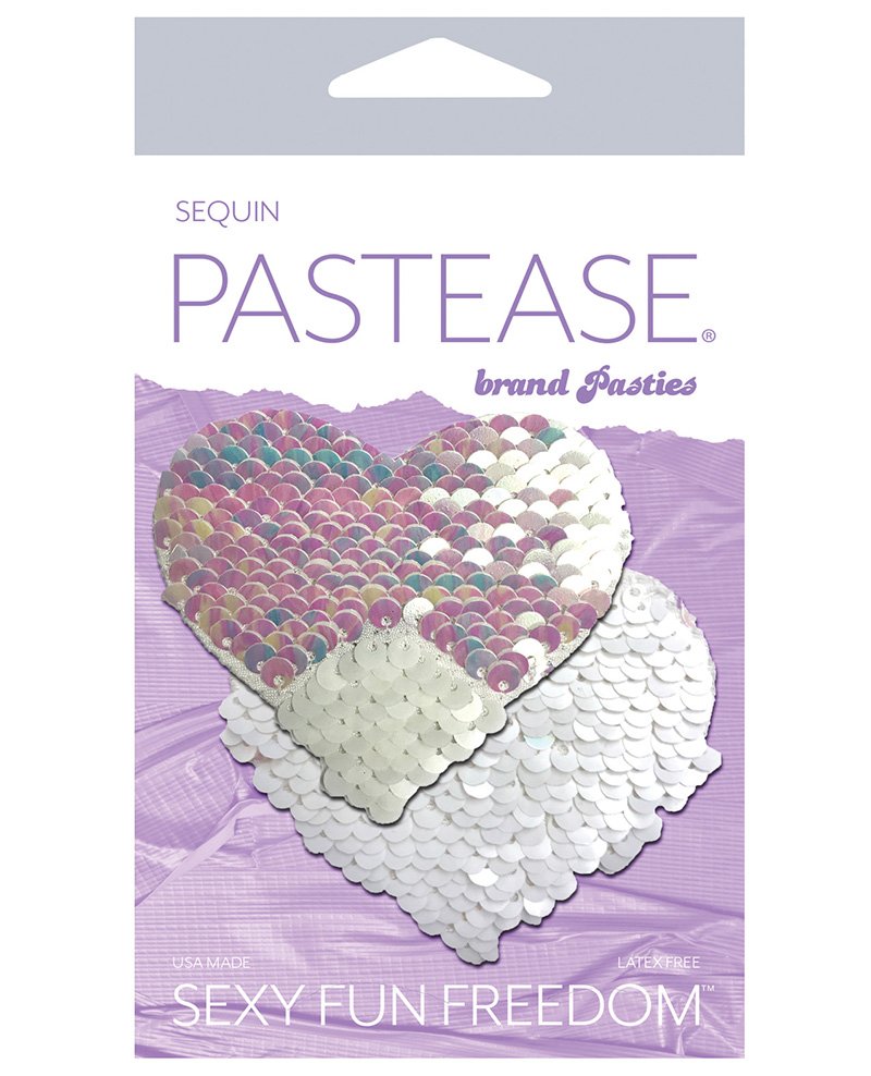 Pastease Color Changing Flip Sequins Heart Pearl White O S