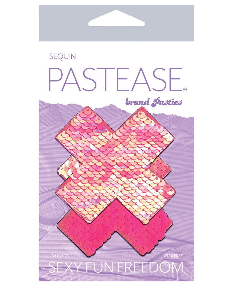 Pastease Color Changing Flip Sequins Cross Pasties Pink O S