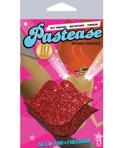 Lips Kisses Red Glitter Pasties O S