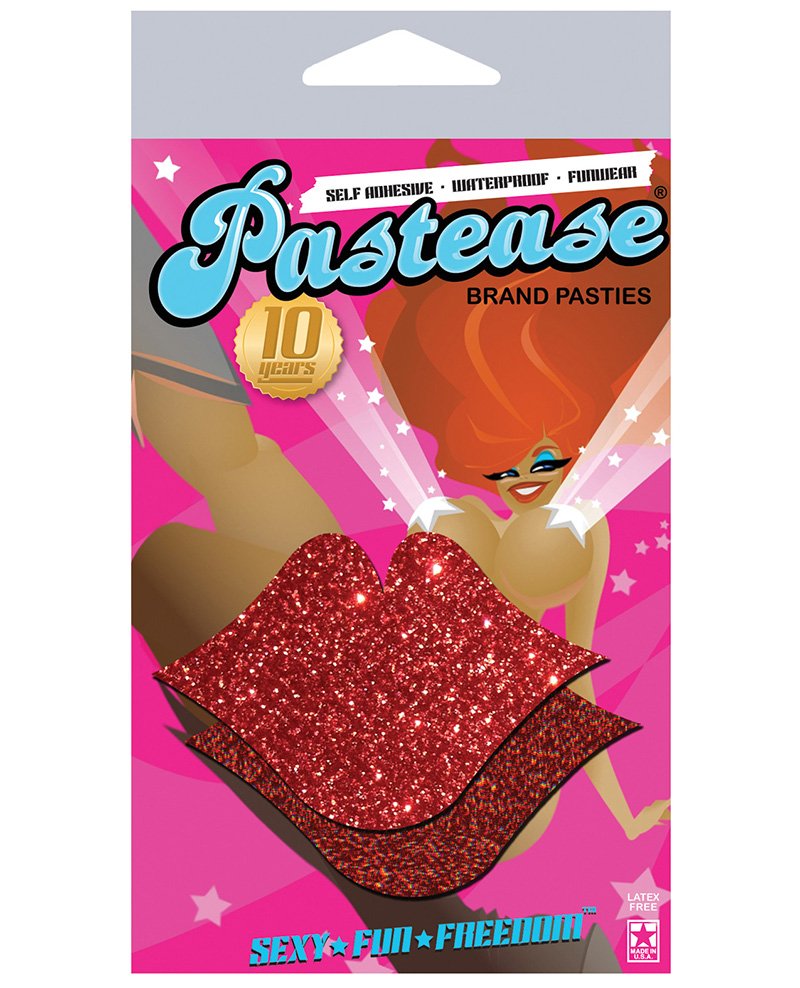 Lips Kisses Red Glitter Pasties O S