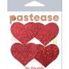 Pastease Premium Petites Glitter Heart Red O S Pack Of 2 Pair