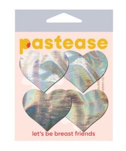 Pastease Premium Petites Holographic Heart Silver O S Pack Of 2 Pair
