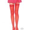 Sheer Thigh High With Lace Top Os Red