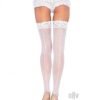 Sheer Stocking W Backseam Lace Os White