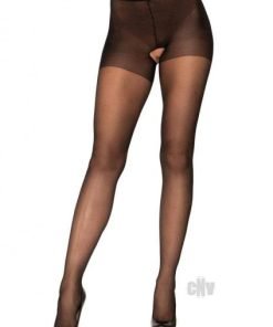 Sheer Nylon Crotchless Pantyhose Os Blk