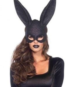 Glitter Masquerade Rabbit Mask 6bx Black