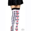 Harlequin Heart Thigh High Os Wht Red