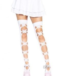 Opaque Butterfly Applique Thigh Os Wht