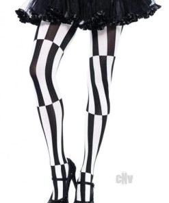 Woven Stripe Illusion Hose Blk Wht