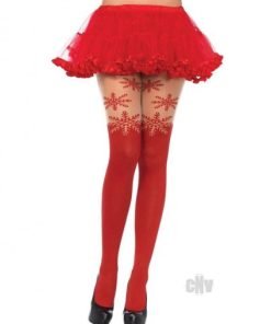 Spandex Snowflake Hose Accent Os Red