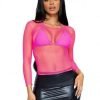Spandex Long Sleeve Ind Net Shirt Os Pnk