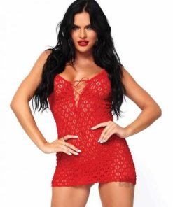 Mini Dress Lace Up Frnt G String Os Red