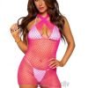 Woven Net Twist Halter Mini Dress Os Pnk