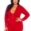 Brushed Romper Long John Flap 1x 2x Red