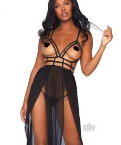 Cage Maxi Dress Gstring 2pc Black