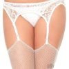 Lace Garter Belt W Thong Os White 6pk