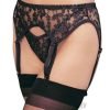 Lace Garter Thong 6pc Plus Black