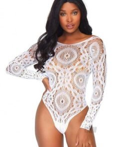 Crochet Lace Crotch Thong Teddy Whit