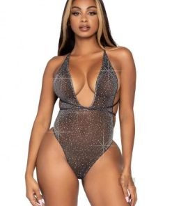 Shimmer Lurex Teddy Thong Os Black Silv