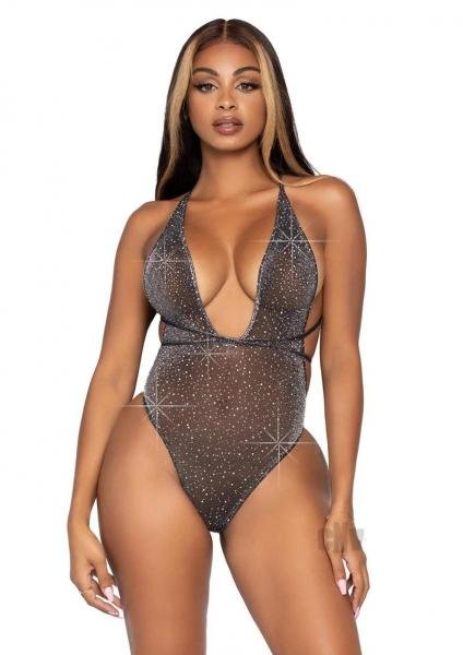 Shimmer Lurex Teddy Thong Os Black Silv