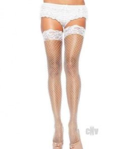 Spandex Indust Net Thigh Highs Os Wht