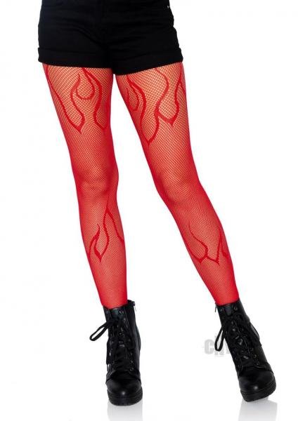 Flame Net Tights Red