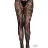 Seamless Chantilly Floral Tights Os Blk