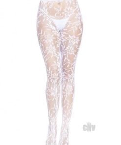 Seamless Chantilly Floral Tights Os Wht