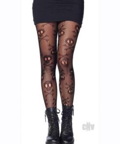 Pirate Booty Skull Net Hose Black