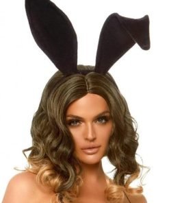Bendable Velvet Bunny Ears Os Black