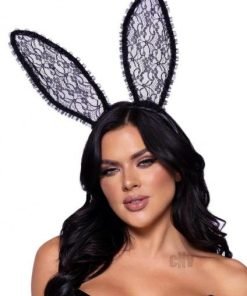 Ruffle Bunny Ears O S Black