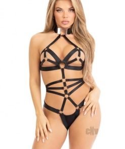 Satin Elastic Oring Teddy Choker Os Blk