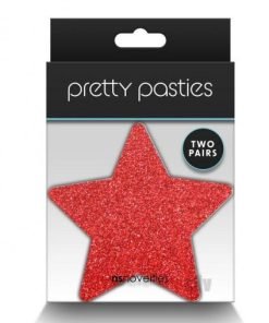 Pretty Pasties Glitter Stars Red Slv