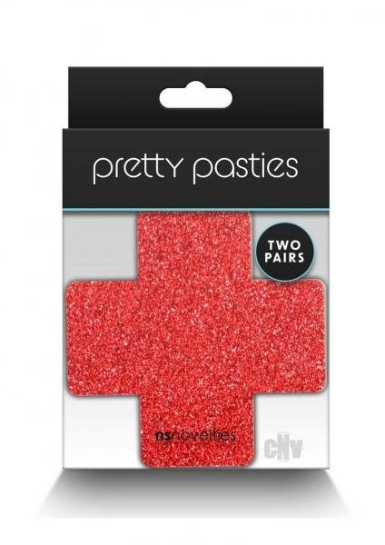 Pretty Pasties Glitter Cross Red Slv