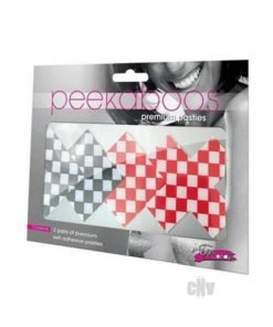 Peekaboos Off The Wall Checkered Pasties 2 Pairs 1 Black 1 Red