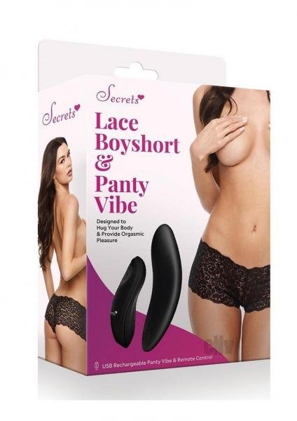 Secret Lace Boyshort Remote Black