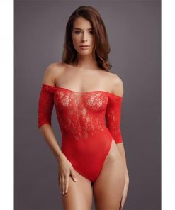 Shots Le Desir Crotchless Rhinestone Teddy Os Red