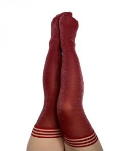 Kixies Holly Sparkle Thigh High Cranberry A