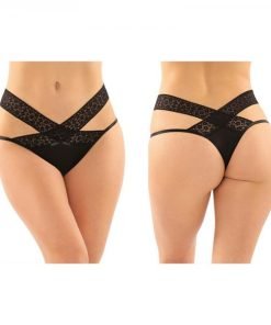 Daphne Microfiber Brazilian Cut Panty With Criss Cross Lace Waistband 6 Pack Black