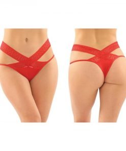 Daphne Microfiber Brazilian Cut Panty With Criss Cross Lace Waistband 6 Pack Red