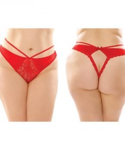 Kalina Strappy Microfiber And Lace Thong With Back Cutout 6 Pack Q S Red