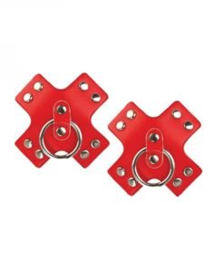 Nipplicious Seducer Leather Pasties W Ring Red