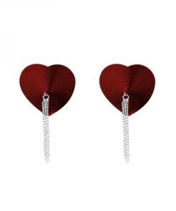 Nipplicious Dominatrix Leather Collar Pasties W Chains Red