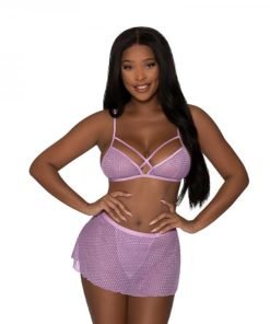 Magic Silk Girl Next Door Bralette W Skirt Lilac S M