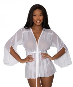 Magic Silk Modern Romance Short Robe White S M