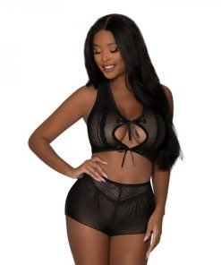 Modern Romance Tie Front Halter Tap Pant Black L Xl
