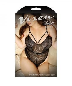 Vixen Wanderlust Crotchless Lace Teddy Black Queen