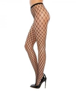 Dreamgirl Double Knitted Fence Net Pantyhose Black