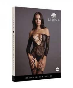 Shots Le Desir Deep V Criss Cross Bodystocking Black O S